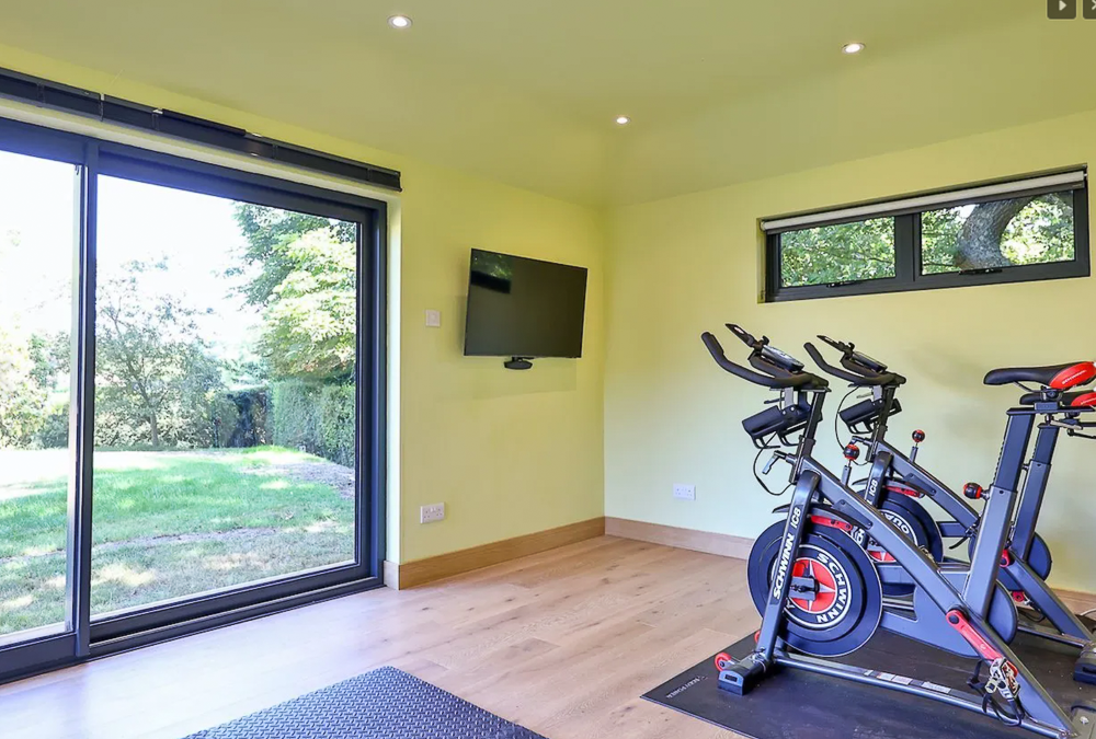 The gym has a lovely light feel and great views of the garden