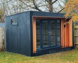 Modern Garden Room with composite wood cladding and Cedar cladding