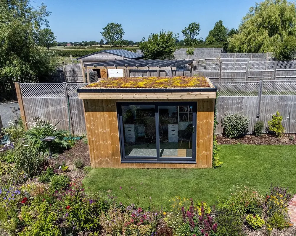 Miniature Manors garden office with living roof