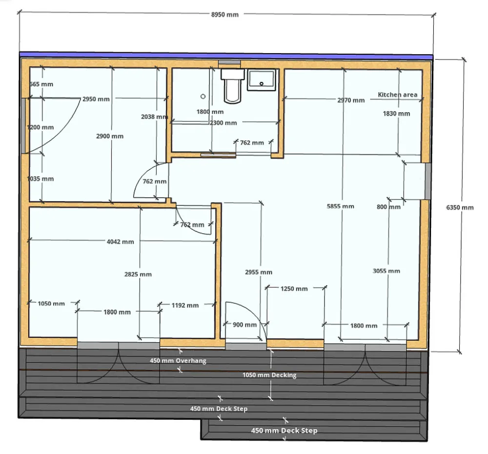 Floor plan for the 2 bedroom annexe by Annexe Spaces
