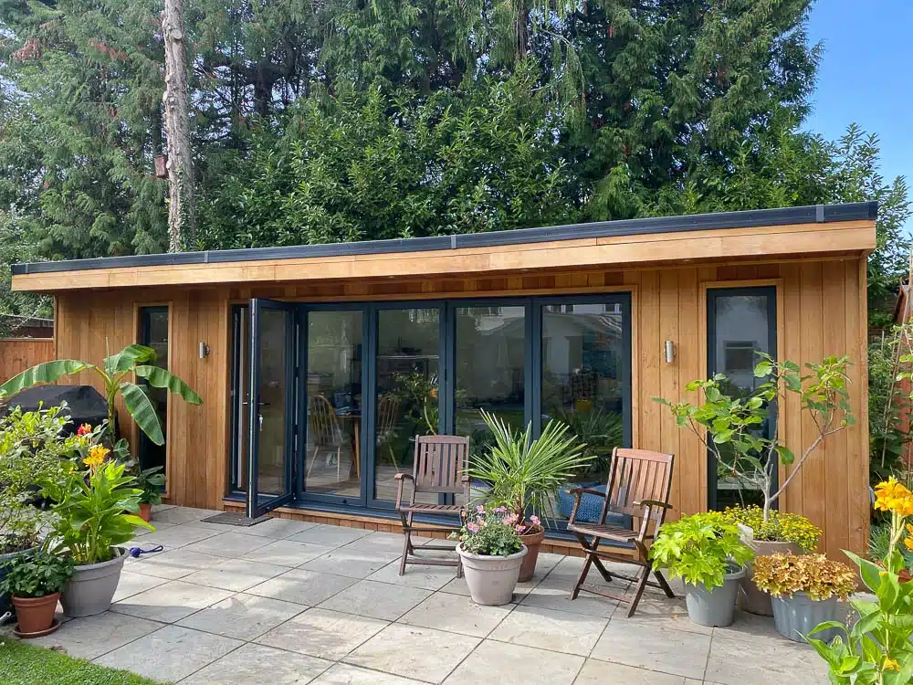 8m x 4m building by Crusoe Garden Rooms Limited