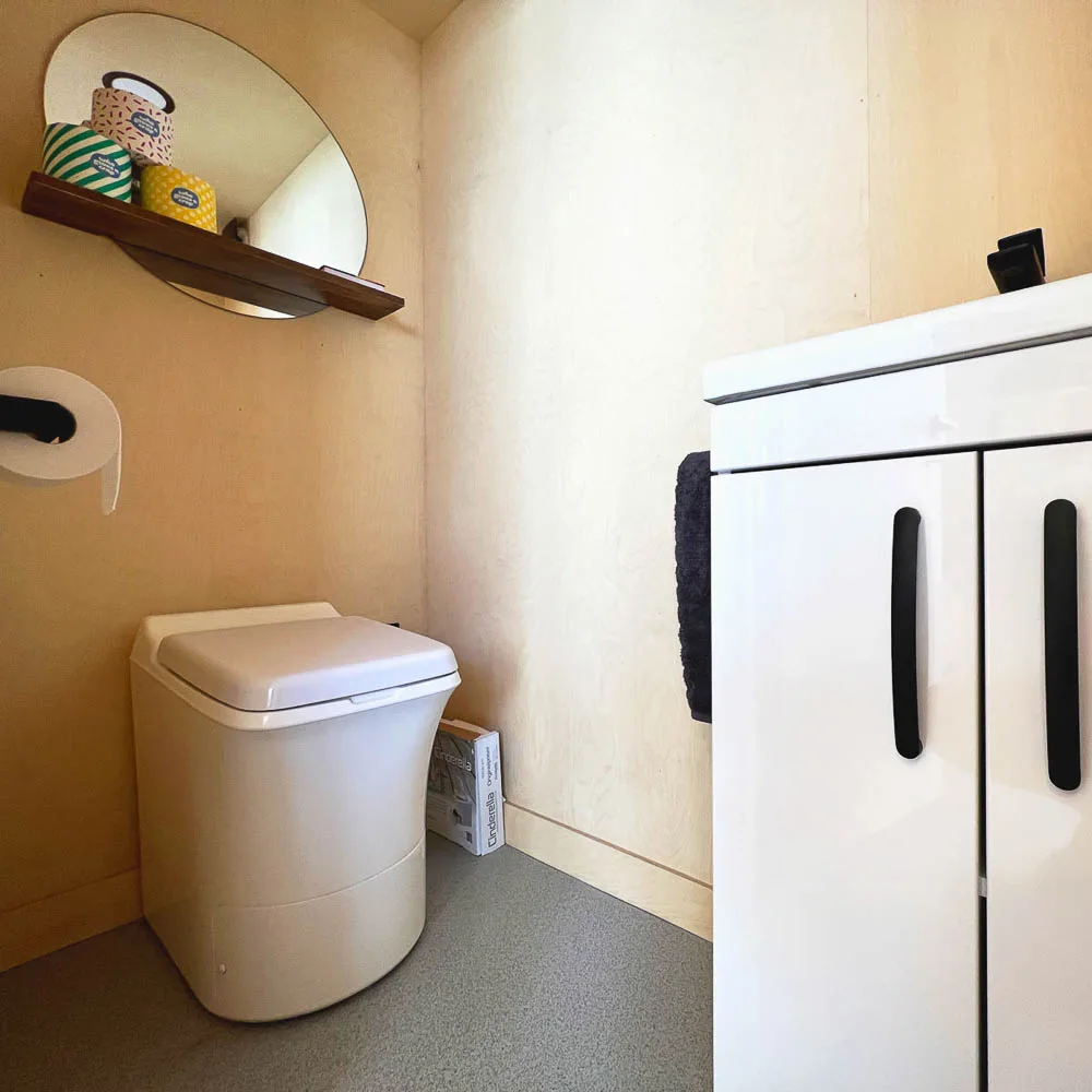 Cinderella Eco toilet fitted in a garden office designed and built by A Room in the Garden