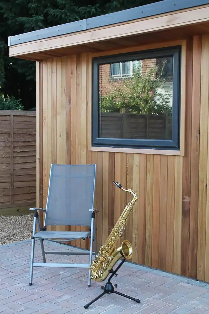 Saxophone teaching studio by Crusoe Garden Rooms Limited