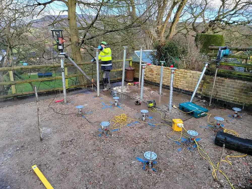 Ground screws being installed after Swift Unlimited organised pull tests