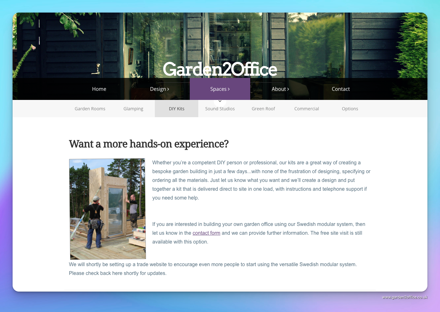Garden2Office self build kits