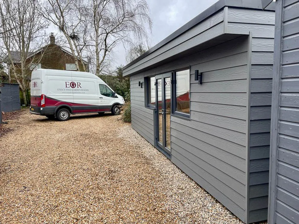 Cedral clad insulated workshop by Executive Garden Rooms