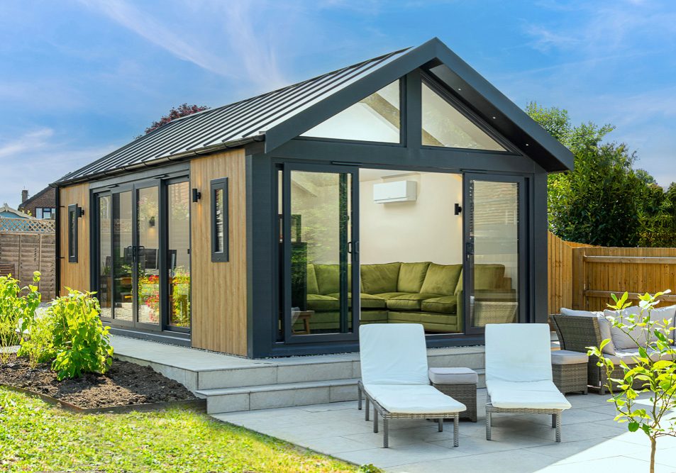 The garden room is 7m x 4m with a ridge height of 3m