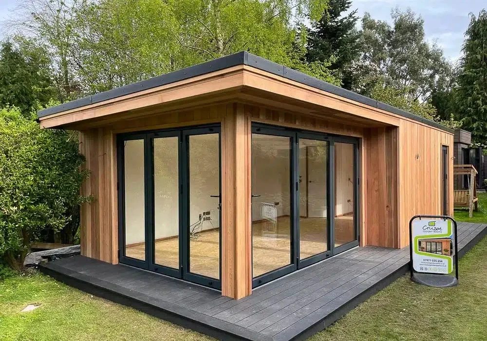 The customised design includes a corner configuration of bi-fold doors