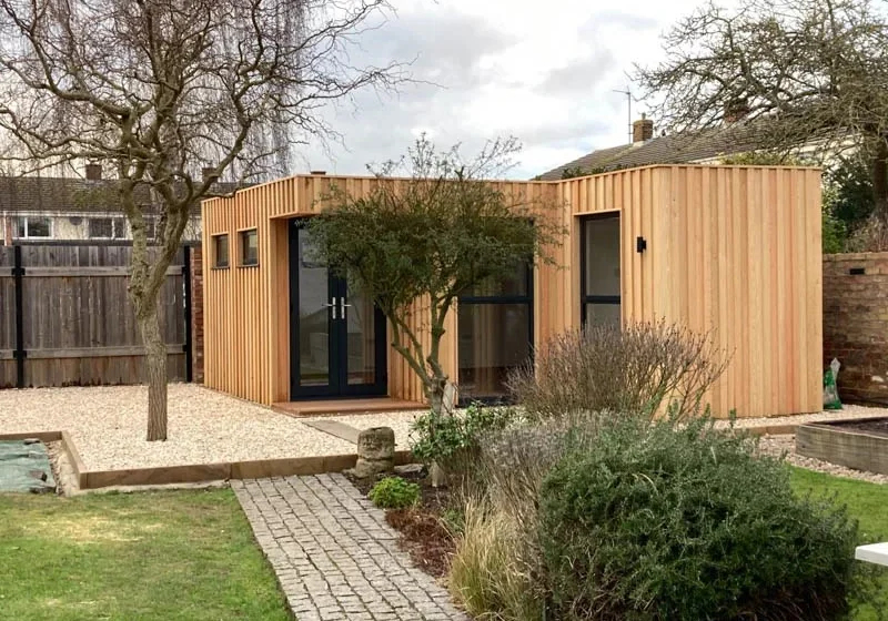 L-shaped garden gym & office building