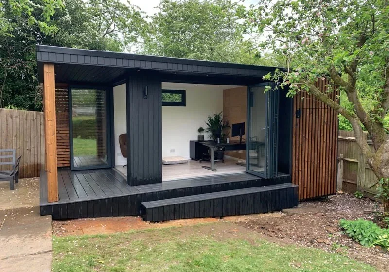 Ark Design Build garden office with storage on a sloping site