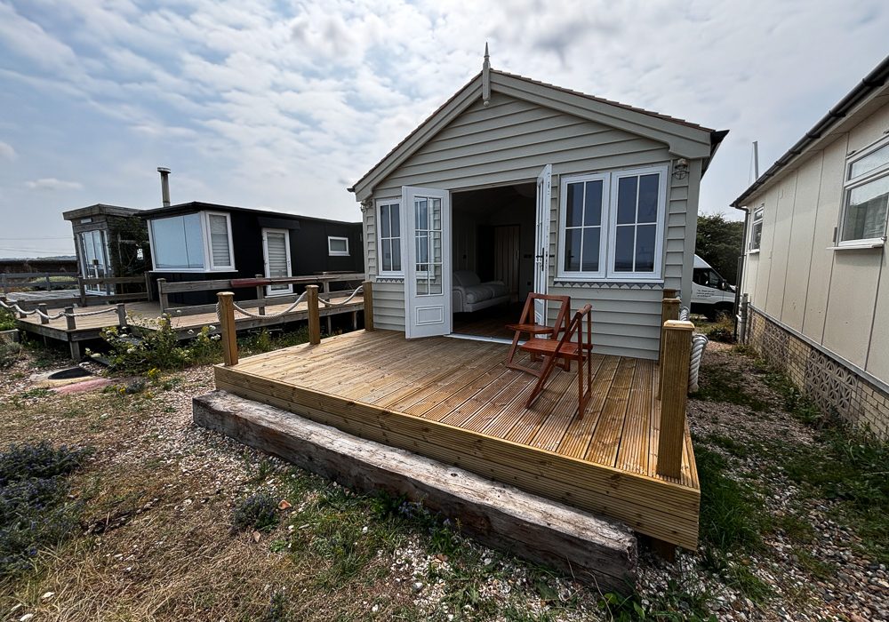 The deck is big enough for a table and several chairs