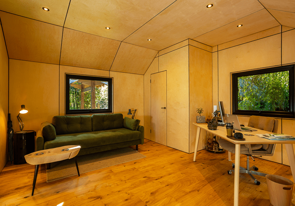 offer beautiful birch plywood interiors as an alternative to the traditional plastered and decorated finishes.