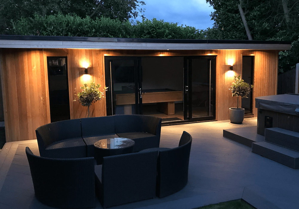 Crusoe Garden Rooms exterior lighting