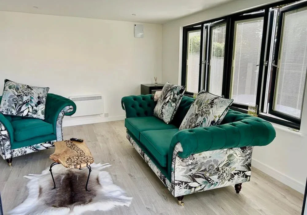 The garden sitting room will be comfortable to use all year round