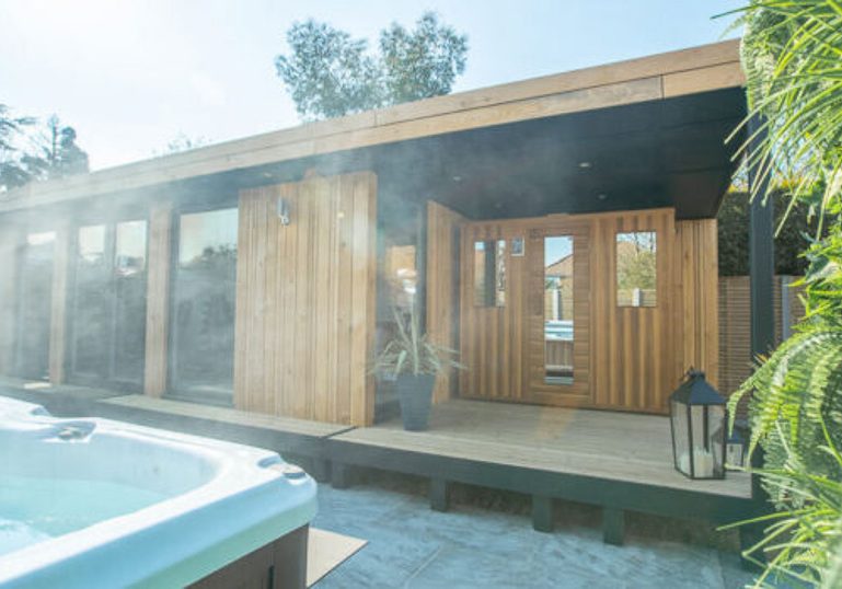 The owner has added a sauna pod and a hot tub area
