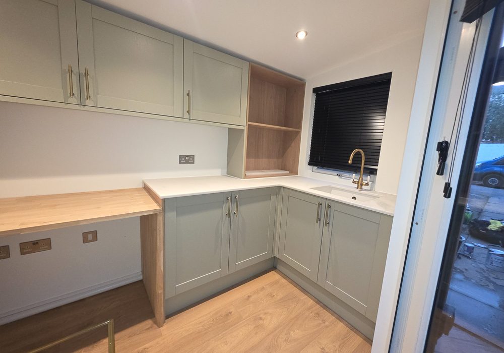 Cabinetry has been designed to serve the multiple uses