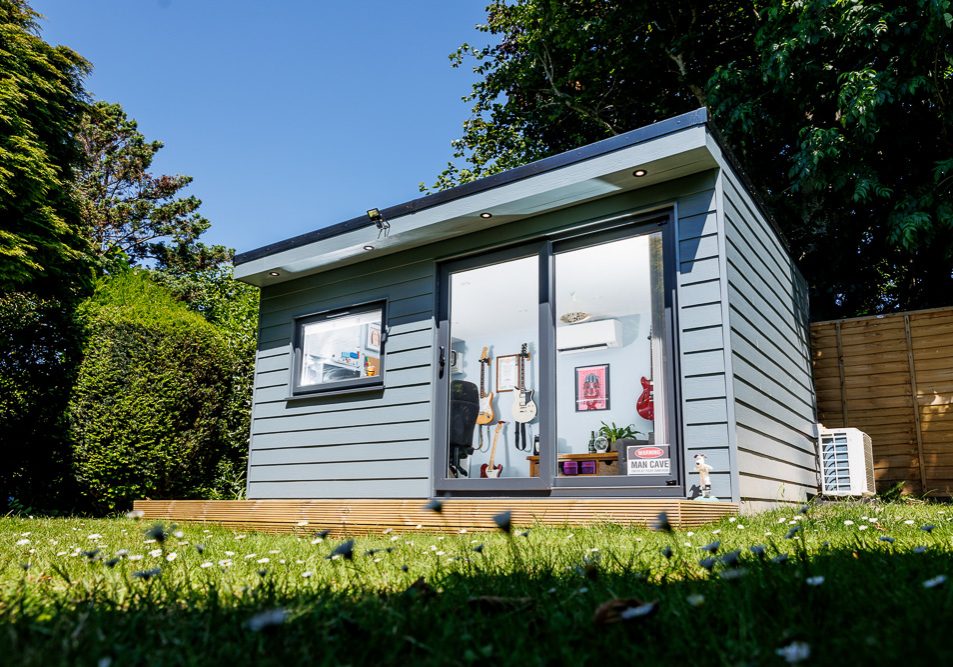 Hardie Plank in Evening Blue has been used externally