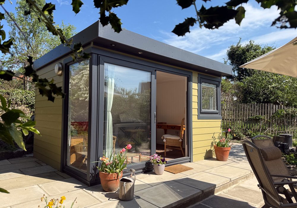 Cosy Garden Rooms are low maintenance with Hardie Plank cladding and uPVC doors and windows