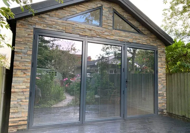 Pitched roof garden room with wheelchair access