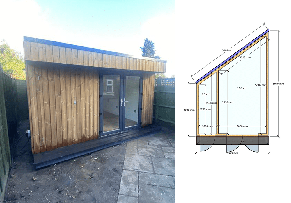 Irregular shape garden room with store by Garden Spaces