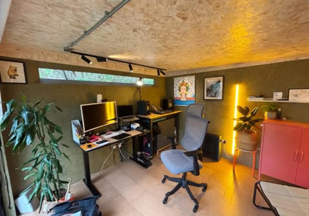 Garden2Office office and music room with an industrial feel