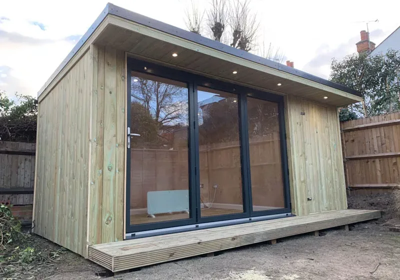 5m x 2.5m garden office with storage shed by Hargreaves Garden Spaces