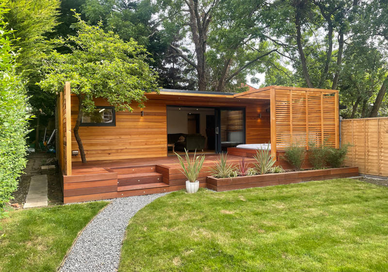 Exterior of the multi-function design by Blyss Garden Rooms