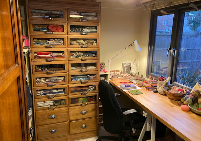 Inside an insulated sewing room design by Timeless Garden Rooms