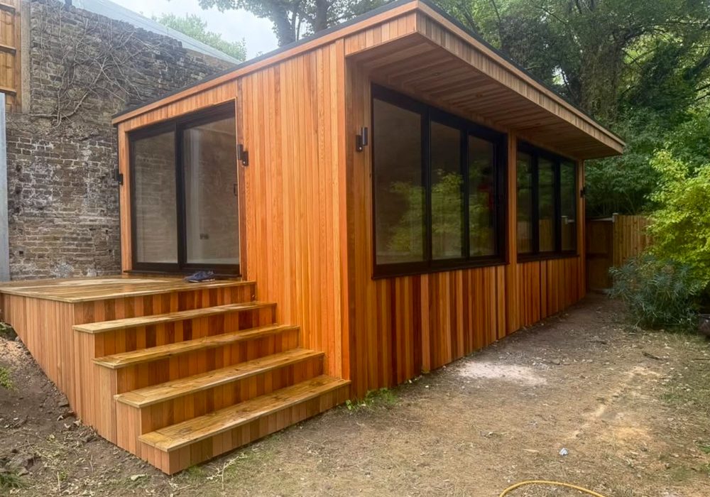 Modern Garden Rooms can overcome sloping ground with their designs, and make a feature of it