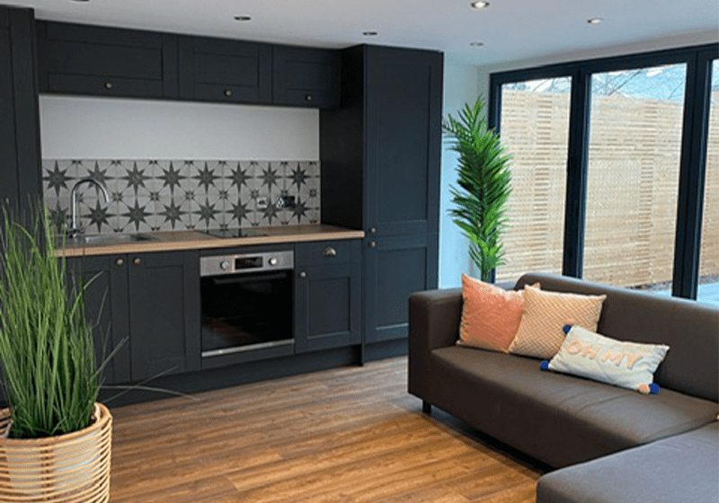 Open plan kitchen living room in an Ark Design Build annexe