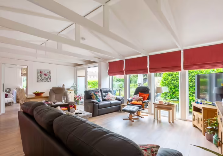 The interior of a St. George 945 1 bedroom living annexe by Garden Annexes
