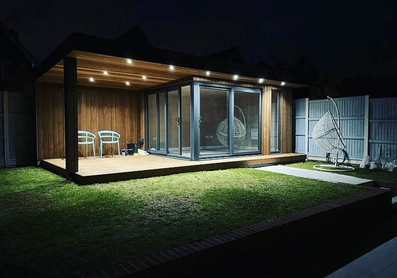 Red Tarn range by Bridge Garden Rooms at night