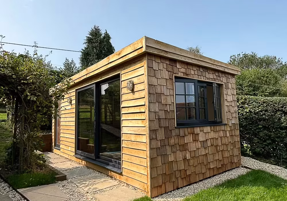 Rustic Realities yoga studio with storage room