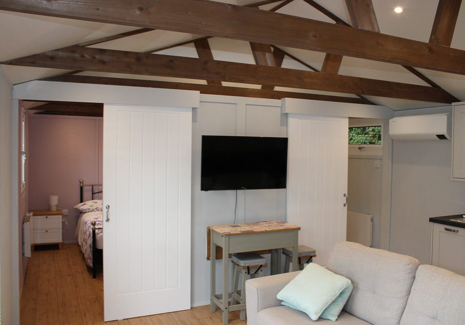Sliding doors lead in to the bedrooms
